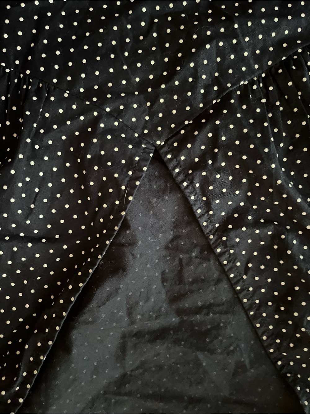 Brandy Melville navy and white Polka Dot Trim Top